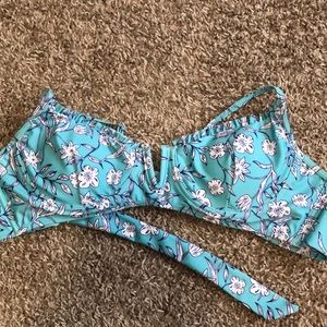 blue patterned bikini top